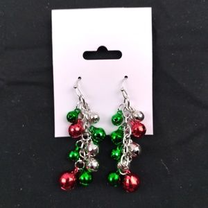 Christmas Holiday Festive JINGLE BELLS Colorful Dangle Earrings Pierced NEW